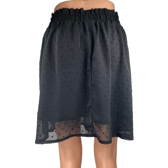H&M Divided Black Polka Swiss Dot Pleated Chiffon Pull-On Mini A-Line Skirt Sz 6 - Picture 3 of 5